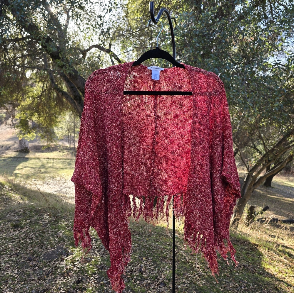 Coldwater Creek Red Knit Shawl